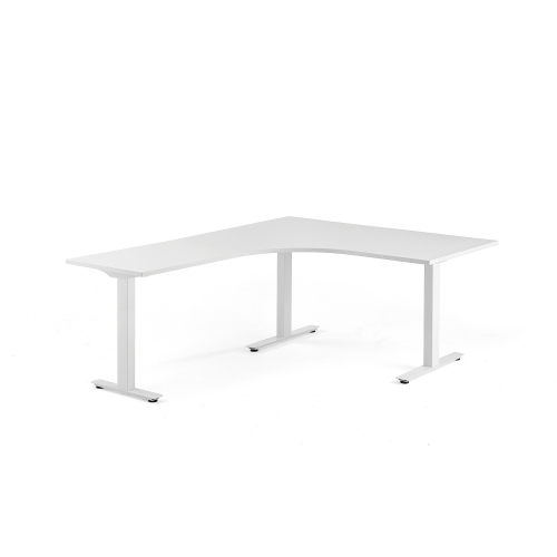 Biurko Ergonomiczne Modulus, Rama T, 1600x2000 Mm, Biała Rama, Biały