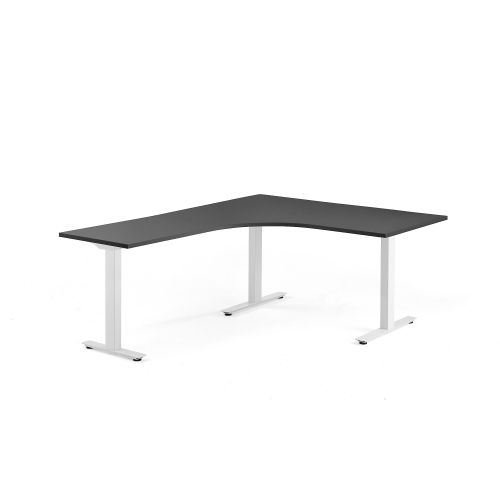 Biurko Ergonomiczne Modulus, Rama T, 1600x2000 Mm, Biała Rama, Czarny