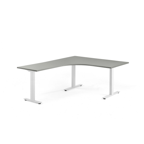 Biurko Ergonomiczne Modulus Rama T, 1600x2000 Mm, Biała Rama, Jasny Szary