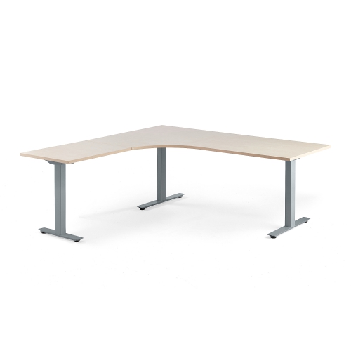 Biurko Ergonomiczne Modulus, Rama T, 2000x2000 Mm, Srebrna Rama, Brzoza