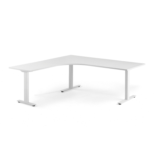 Biurko Ergonomiczne Modulus, Rama T, 2000x2000 Mm, Biała Rama, Biały