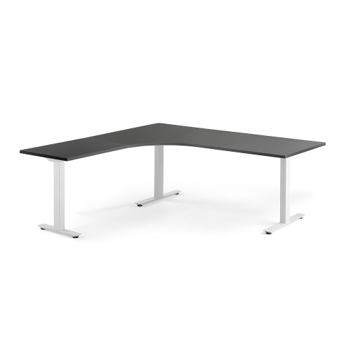 Biurko Ergonomiczne Modulus, Rama T, 2000x2000 Mm, Biała Rama, Czarny