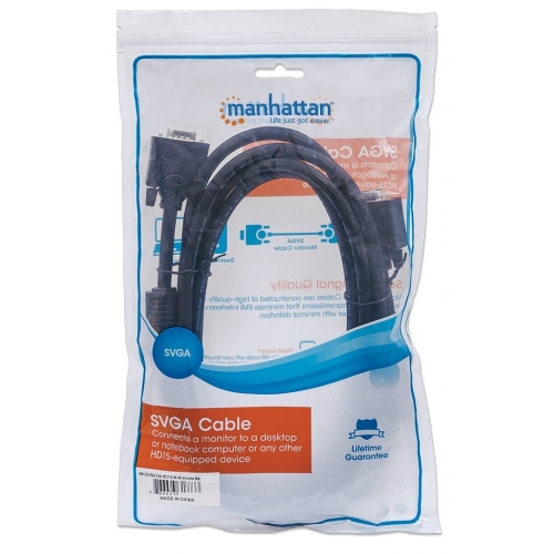 Kabel Monitorowy Svga D-sub 15m-15m Z Ferrytem 10m Czarny