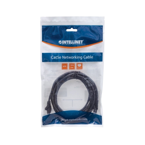 Patch Cord Cat5e Utp 1,0m Czarny 100% Miedź