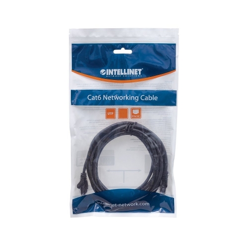 Patch Cord Cat6 Utp 1,0m Czarny 100% Miedź