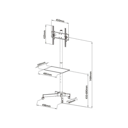 Stojak Mobilny Tv Led/lcd 23-55 Cali 25kg 150cm Półka Av