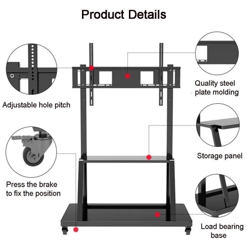 Stojak Mobilny Tv Led/lcd/pdp 55-100 Cali 150kg Z Półką