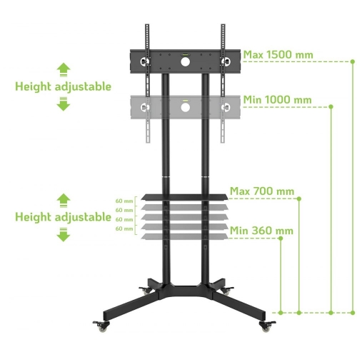 Stojak Mobilny Tv Led/lcd 30-65 Cali 60kg 150cm Regulowany